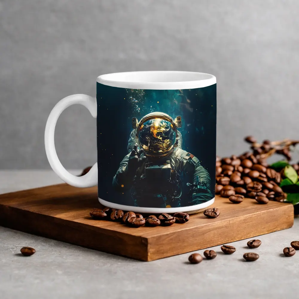 Astronaut Floating Underwater Earth Reflection – Mugs