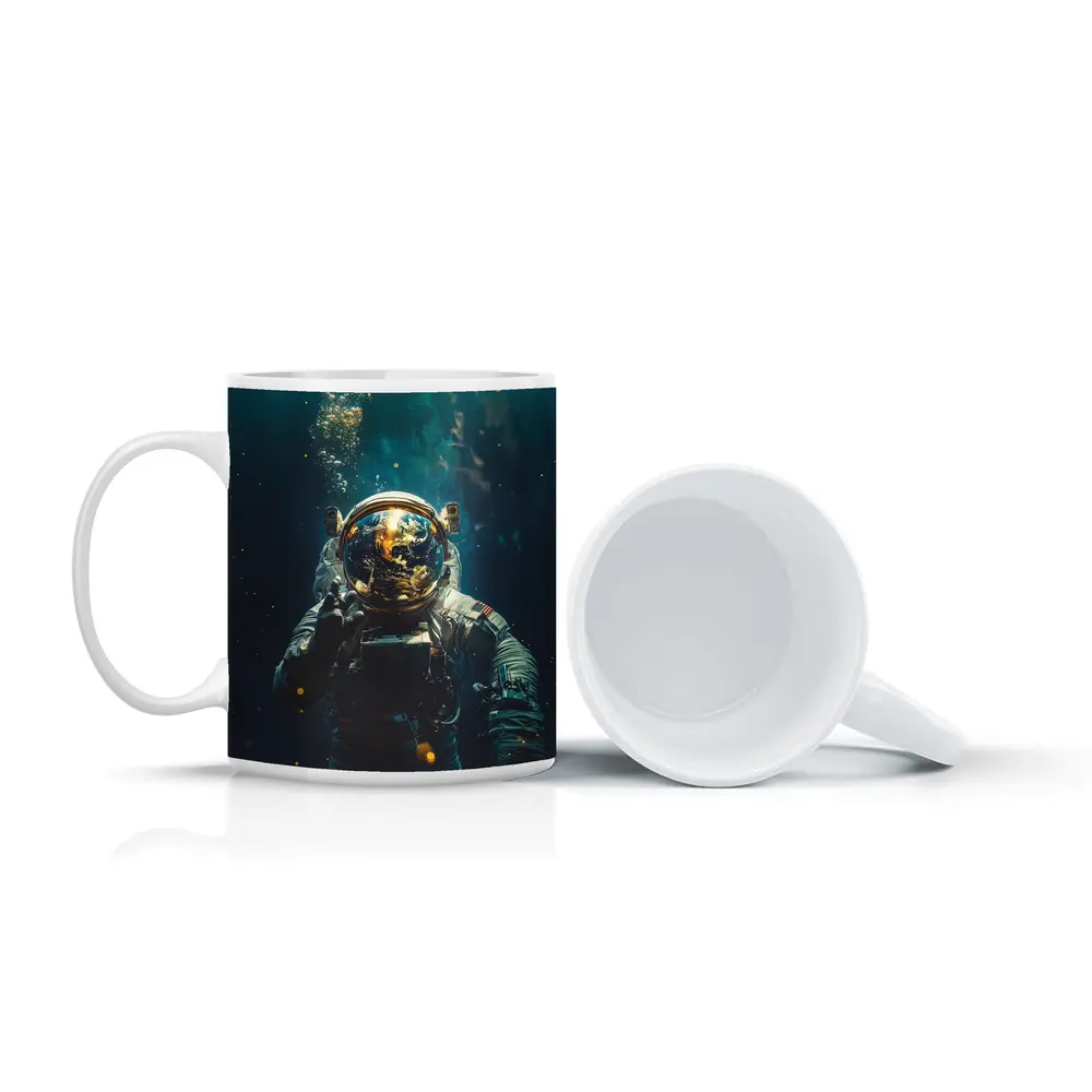 Astronaut Floating Underwater Earth Reflection – Mugs