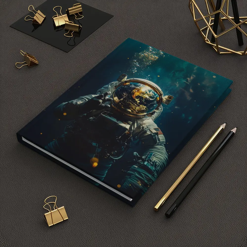 Astronaut Floating Underwater Earth Reflection – Notebooks