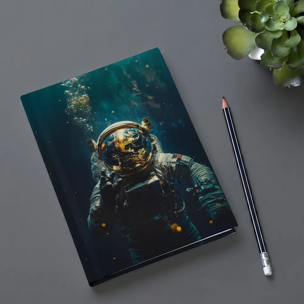 Astronaut Floating Underwater Earth Reflection – Notebooks