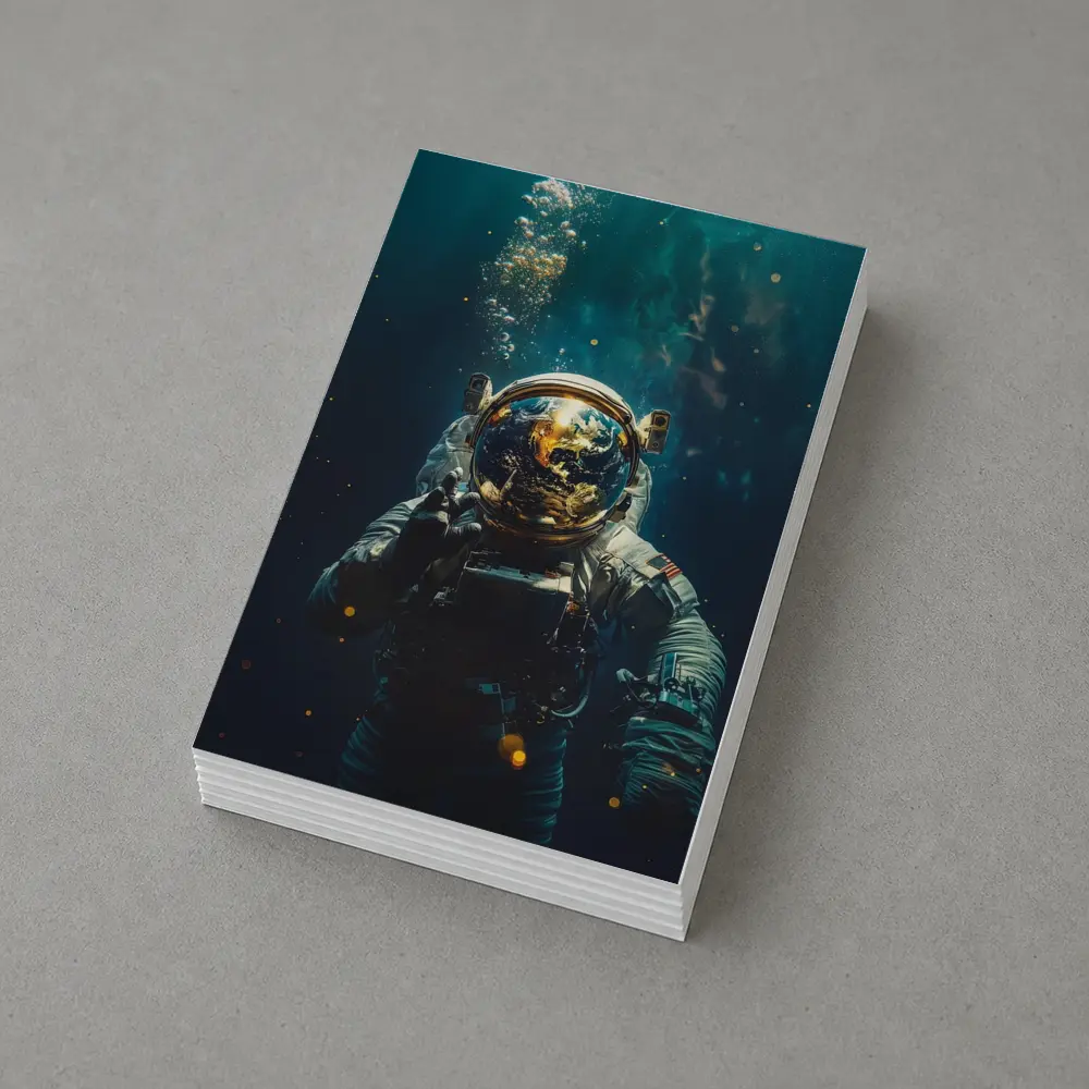 Astronaut Floating Underwater Earth Reflection – Postcards