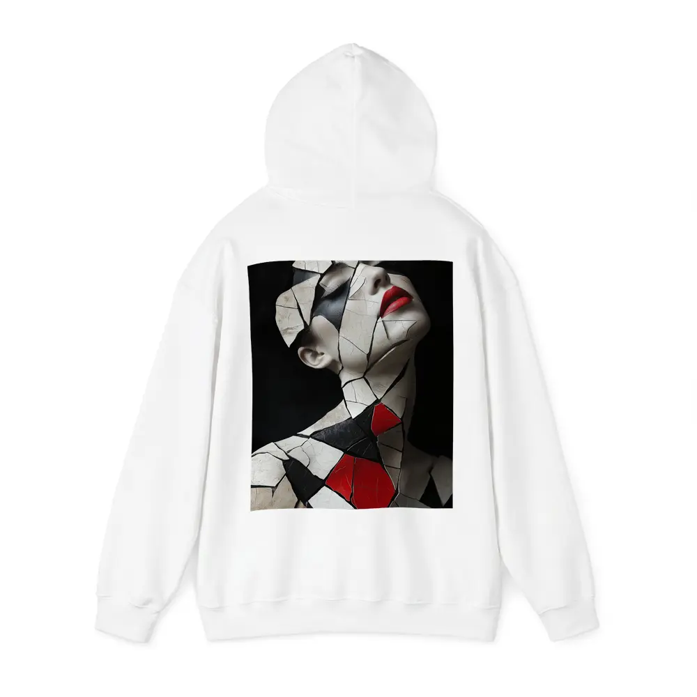 Mosaic Woman Portrait Black White Red – Hoodies