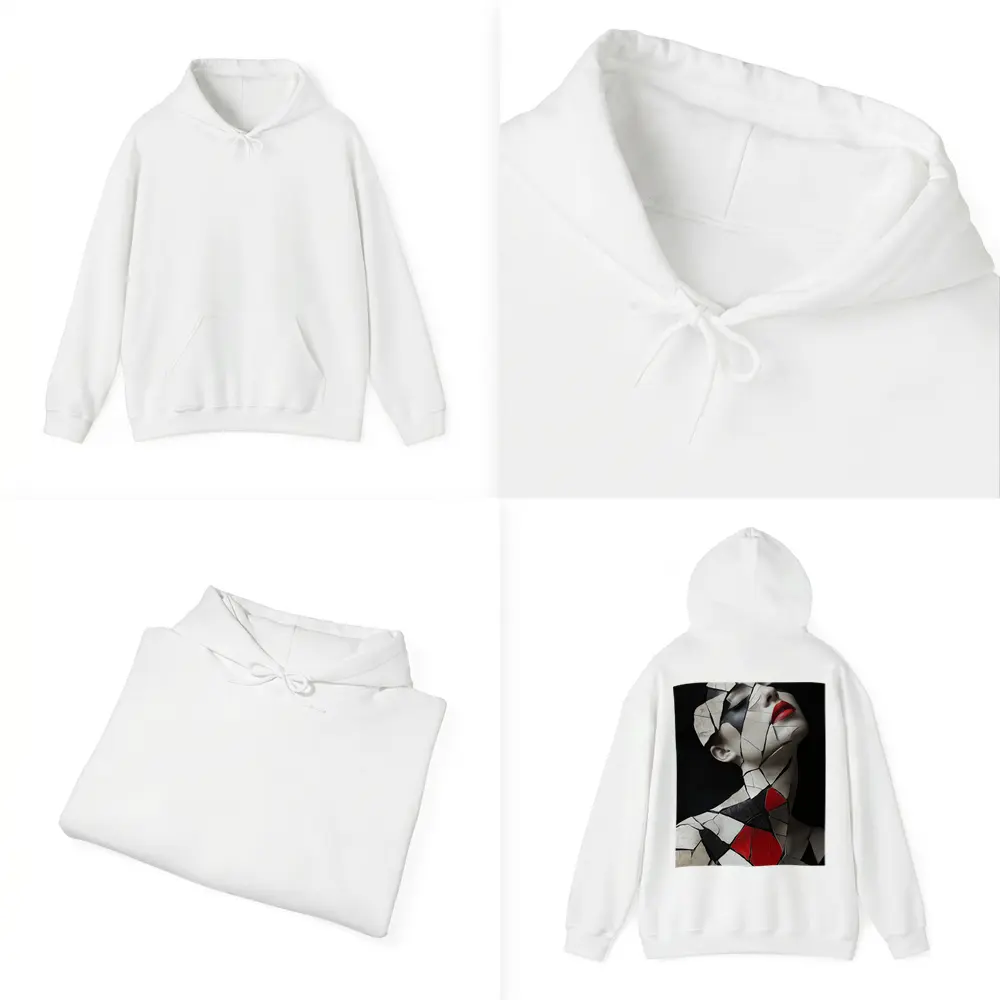 Mosaic Woman Portrait Black White Red – Hoodies
