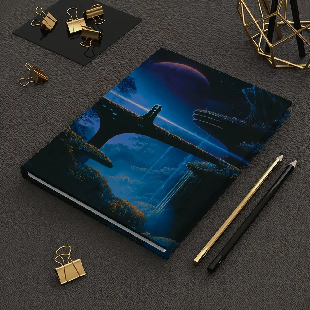 Couple Silhouette Fantasy Blue Alien Landscape – Notebooks