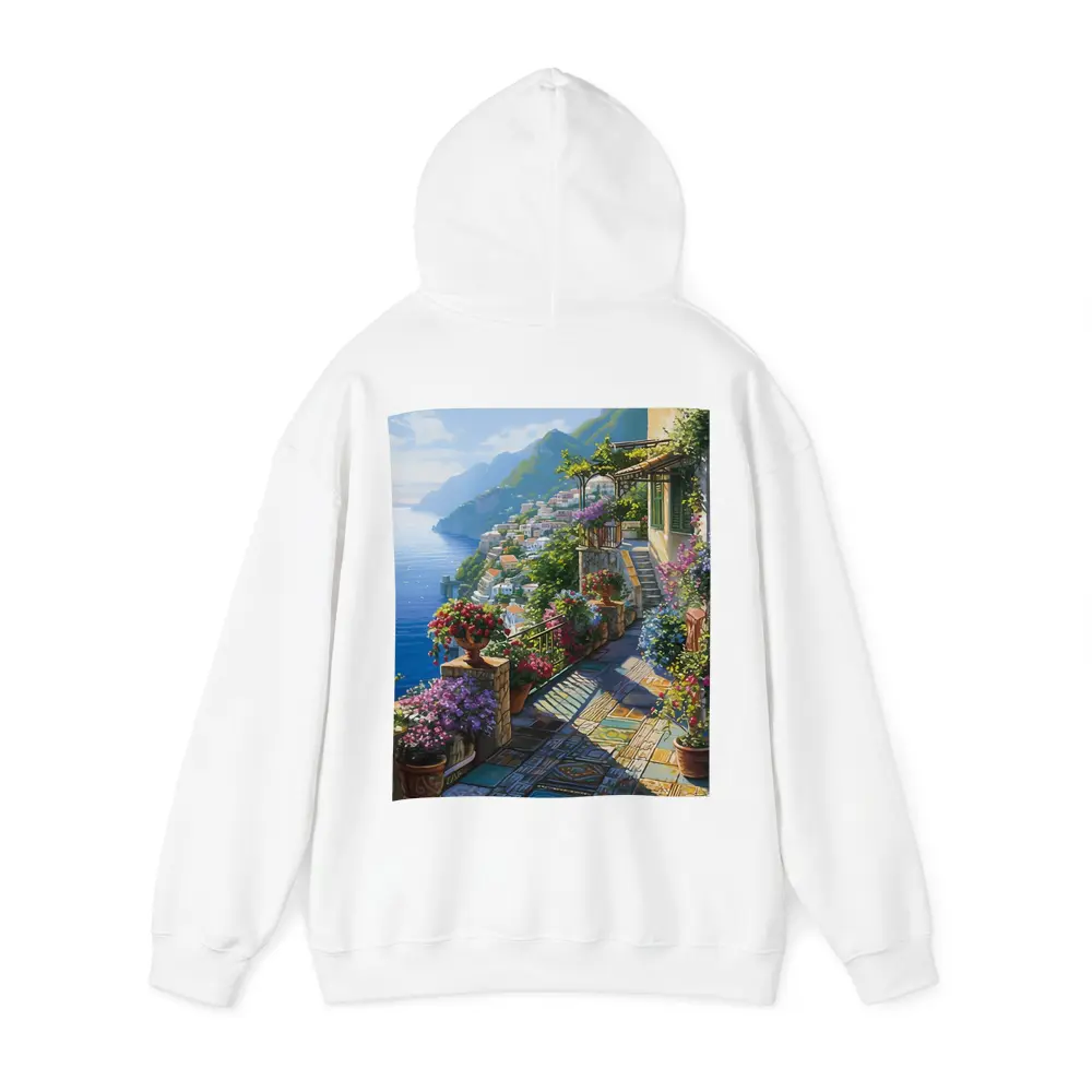 Amalfi Coast Terrace Flowers Mediterranean Painting – Hoodies