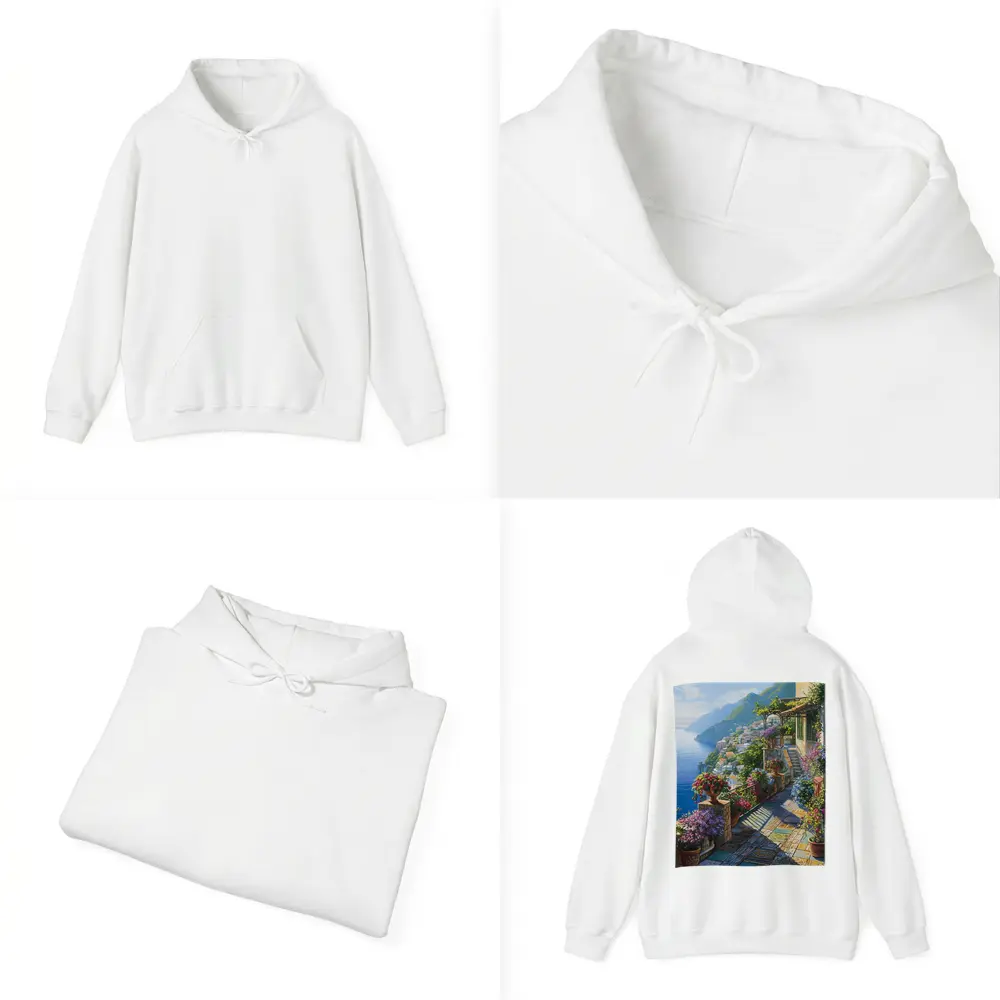 Amalfi Coast Terrace Flowers Mediterranean Painting – Hoodies