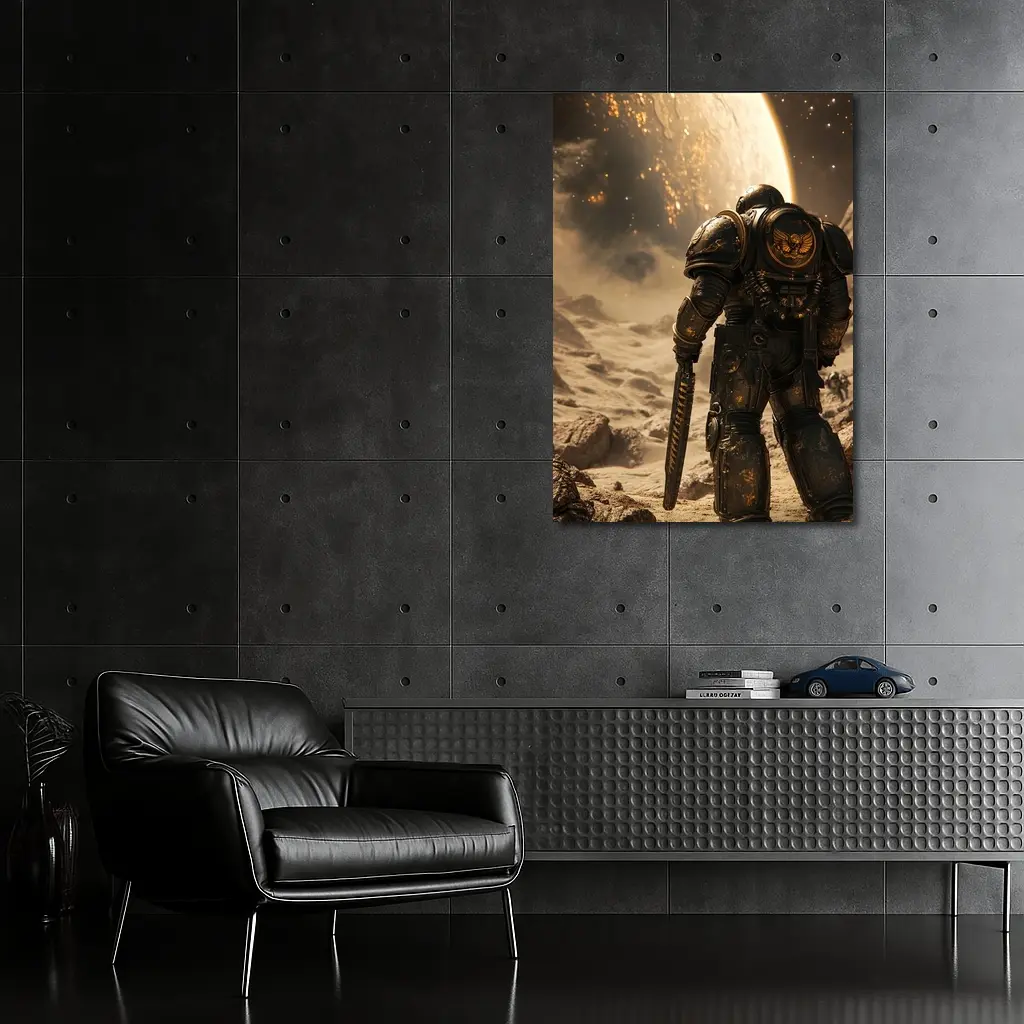 Space Marine Warrior on Alien Planet Surface – Wall Art