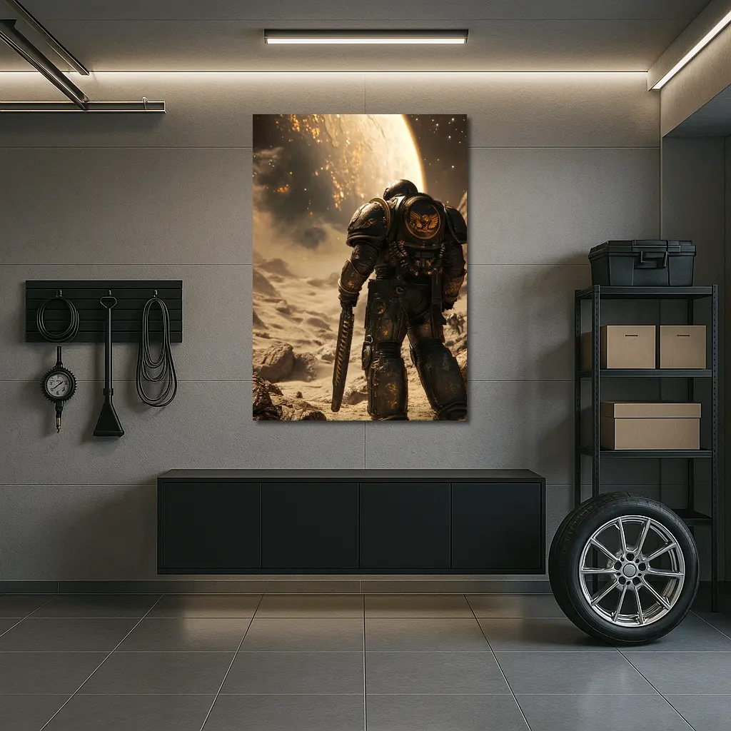 Space Marine Warrior on Alien Planet Surface – Wall Art