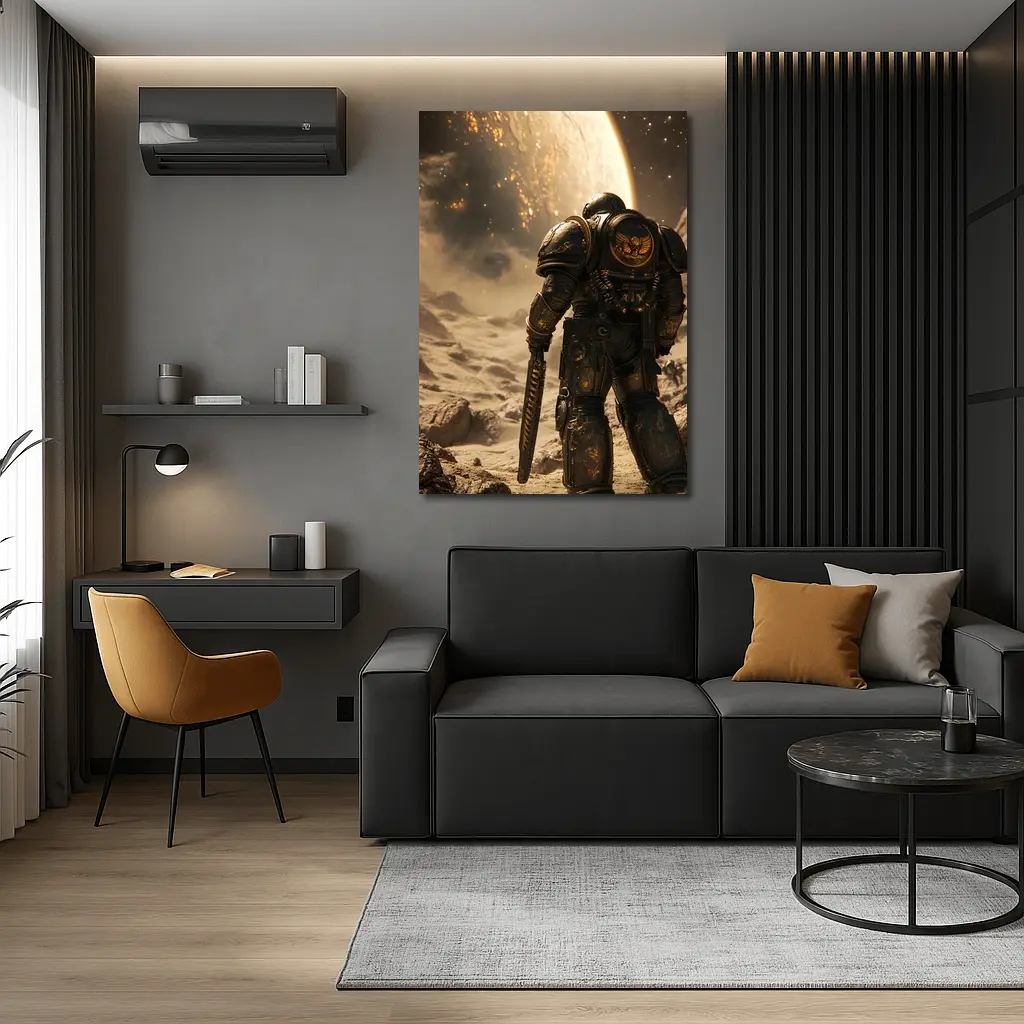 Space Marine Warrior on Alien Planet Surface – Wall Art