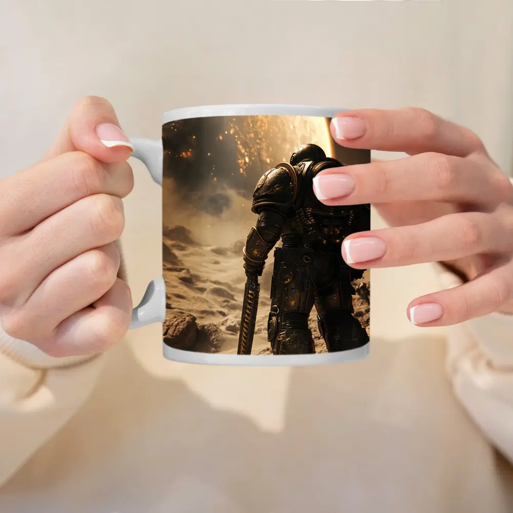 Space Marine Warrior on Alien Planet Surface – Mugs