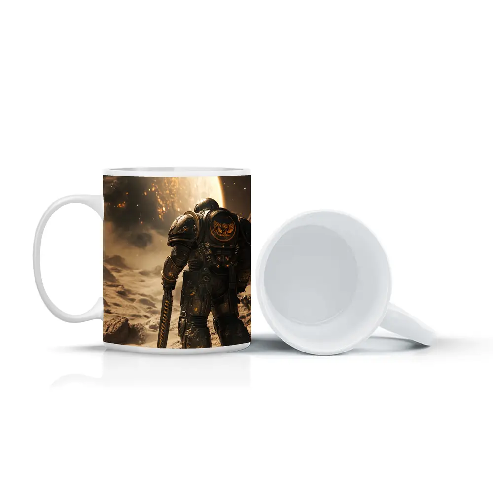 Space Marine Warrior on Alien Planet Surface – Mugs
