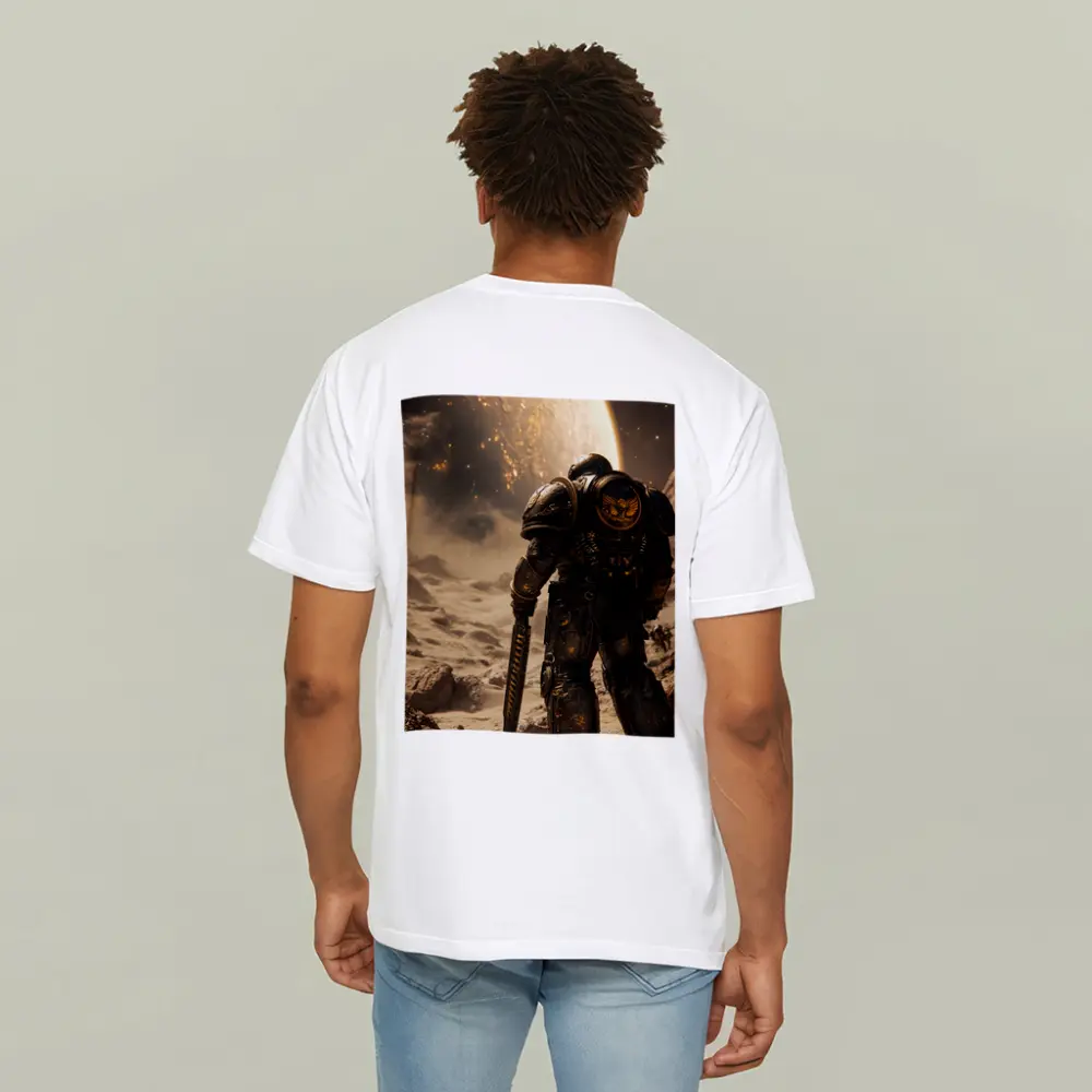 Space Marine Warrior on Alien Planet Surface – T-Shirts