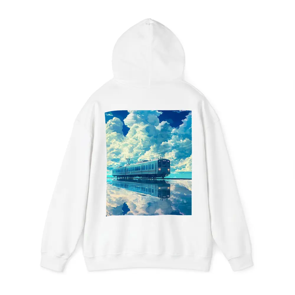 Anime Train Reflecting Dramatic Blue Sky – Hoodies