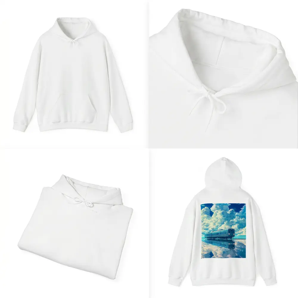 Anime Train Reflecting Dramatic Blue Sky – Hoodies