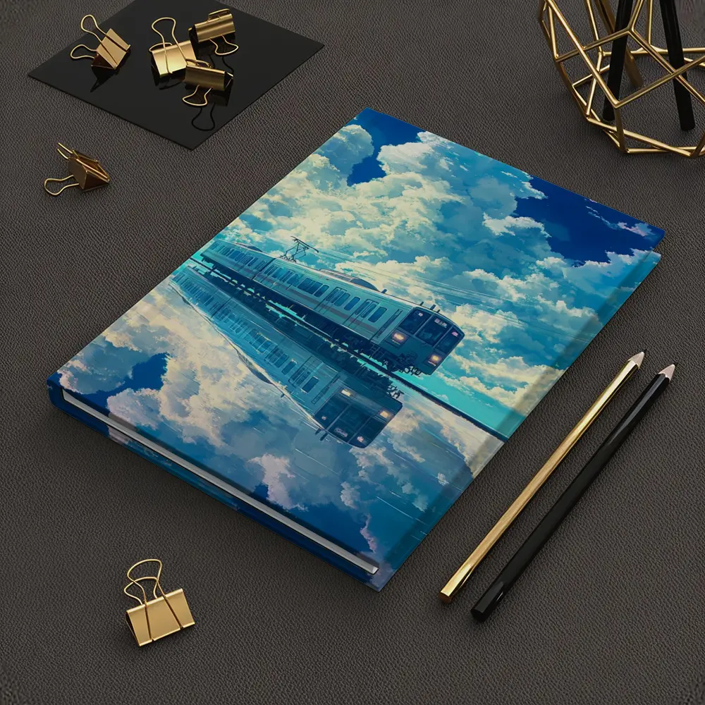Anime Train Reflecting Dramatic Blue Sky – Notebooks
