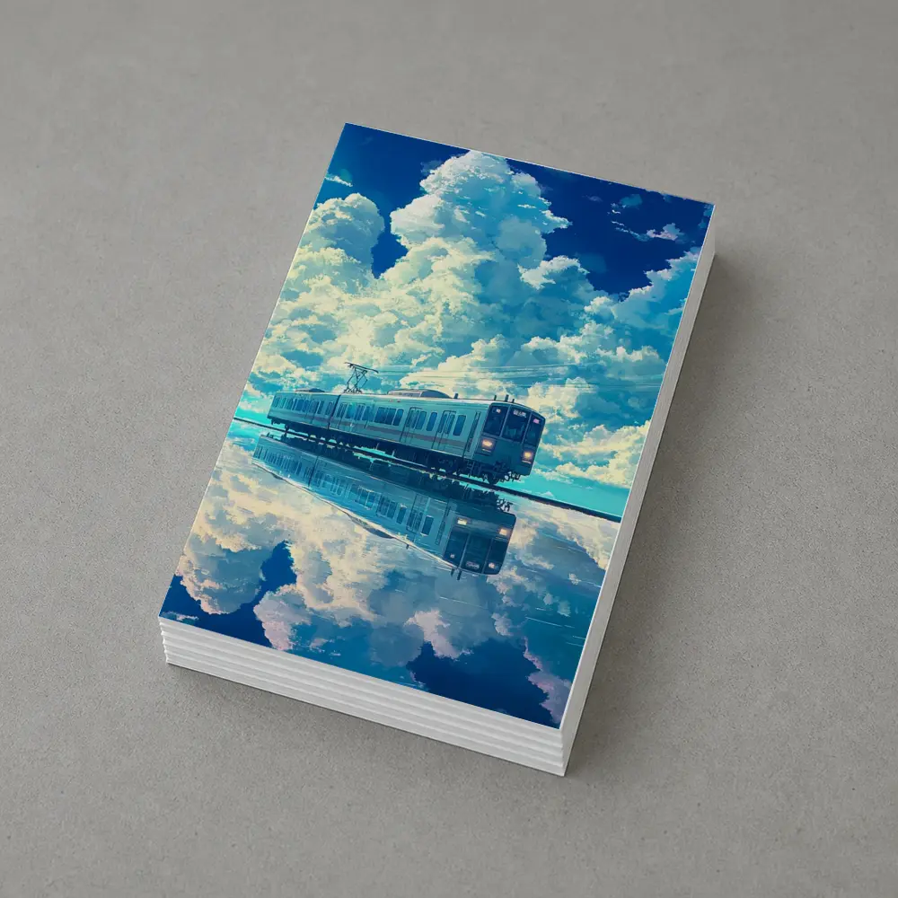 Anime Train Reflecting Dramatic Blue Sky – Postcards