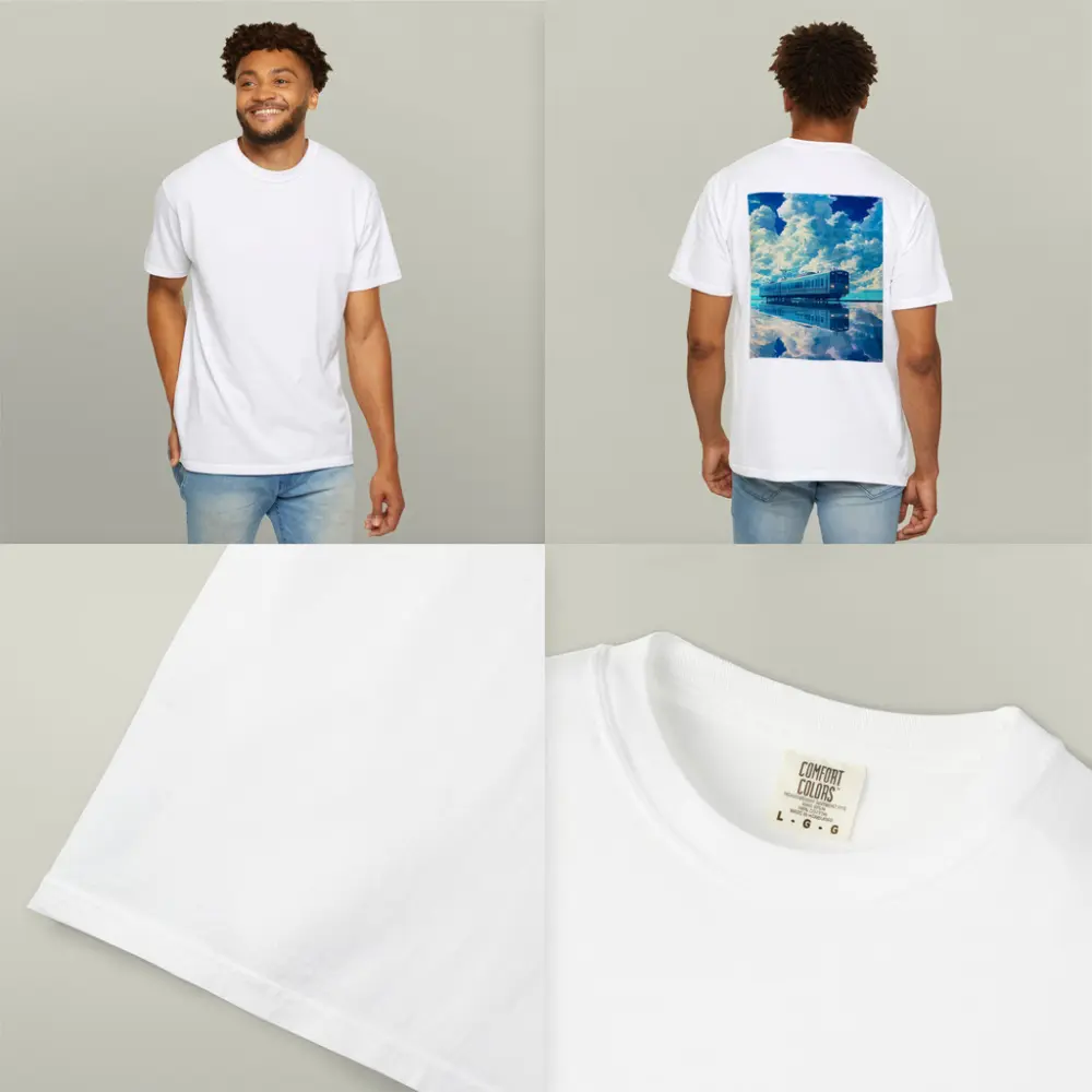 Anime Train Reflecting Dramatic Blue Sky – T-Shirts