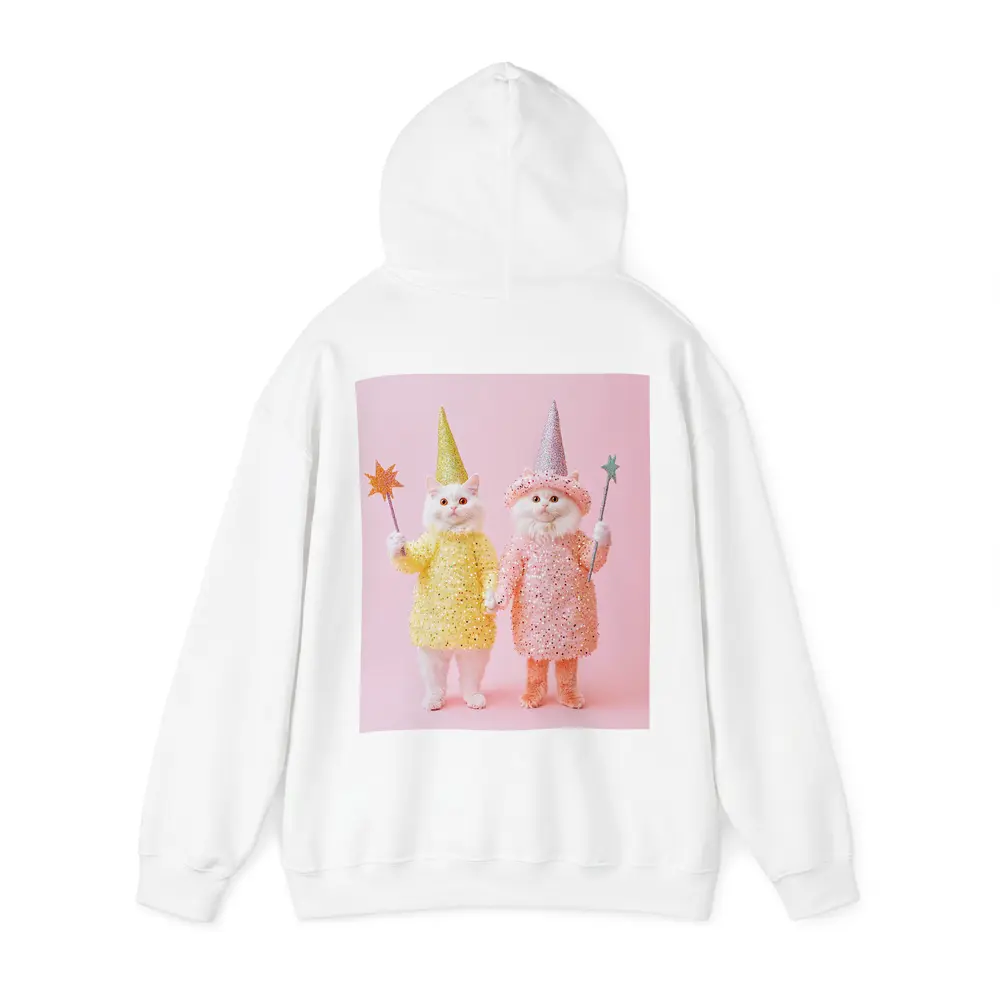 White Cats Wizard Costumes Pink Background – Hoodies