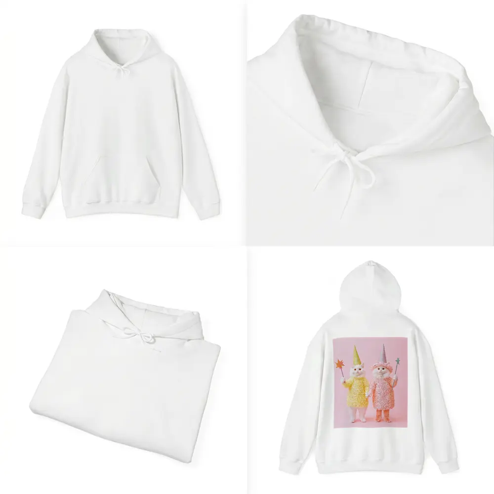 White Cats Wizard Costumes Pink Background – Hoodies