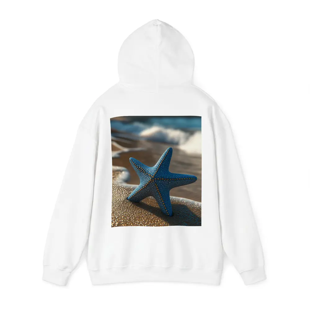 Blue Starfish Resting On Sandy Beach Shore – Hoodies
