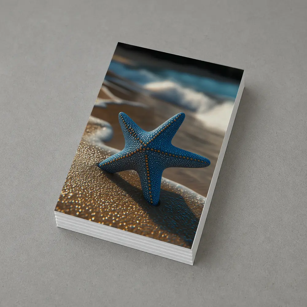Blue Starfish Resting On Sandy Beach Shore – Postcards