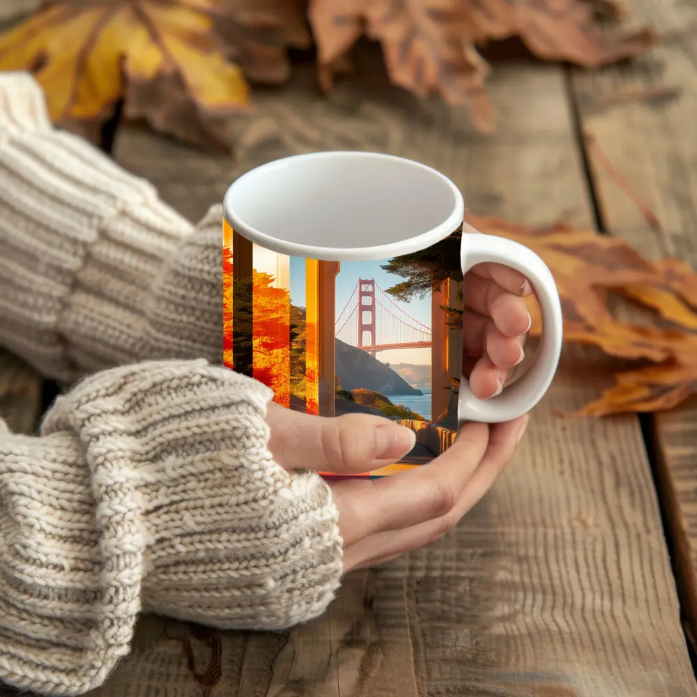 Golden Gate Bridge San Francisco Warm Sunset – Mugs