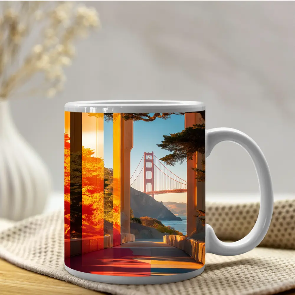 Golden Gate Bridge San Francisco Warm Sunset – Mugs