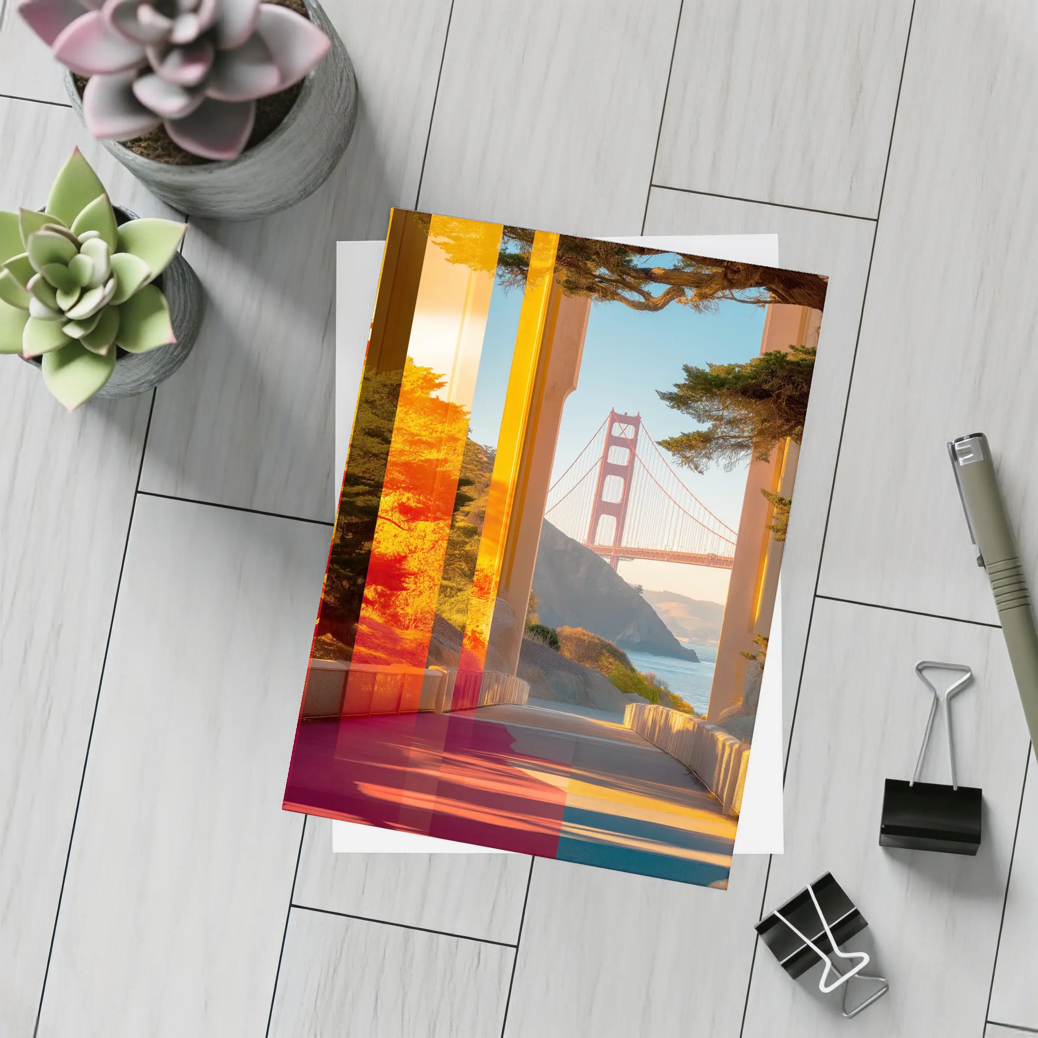 Golden Gate Bridge San Francisco Warm Sunset – Postcards