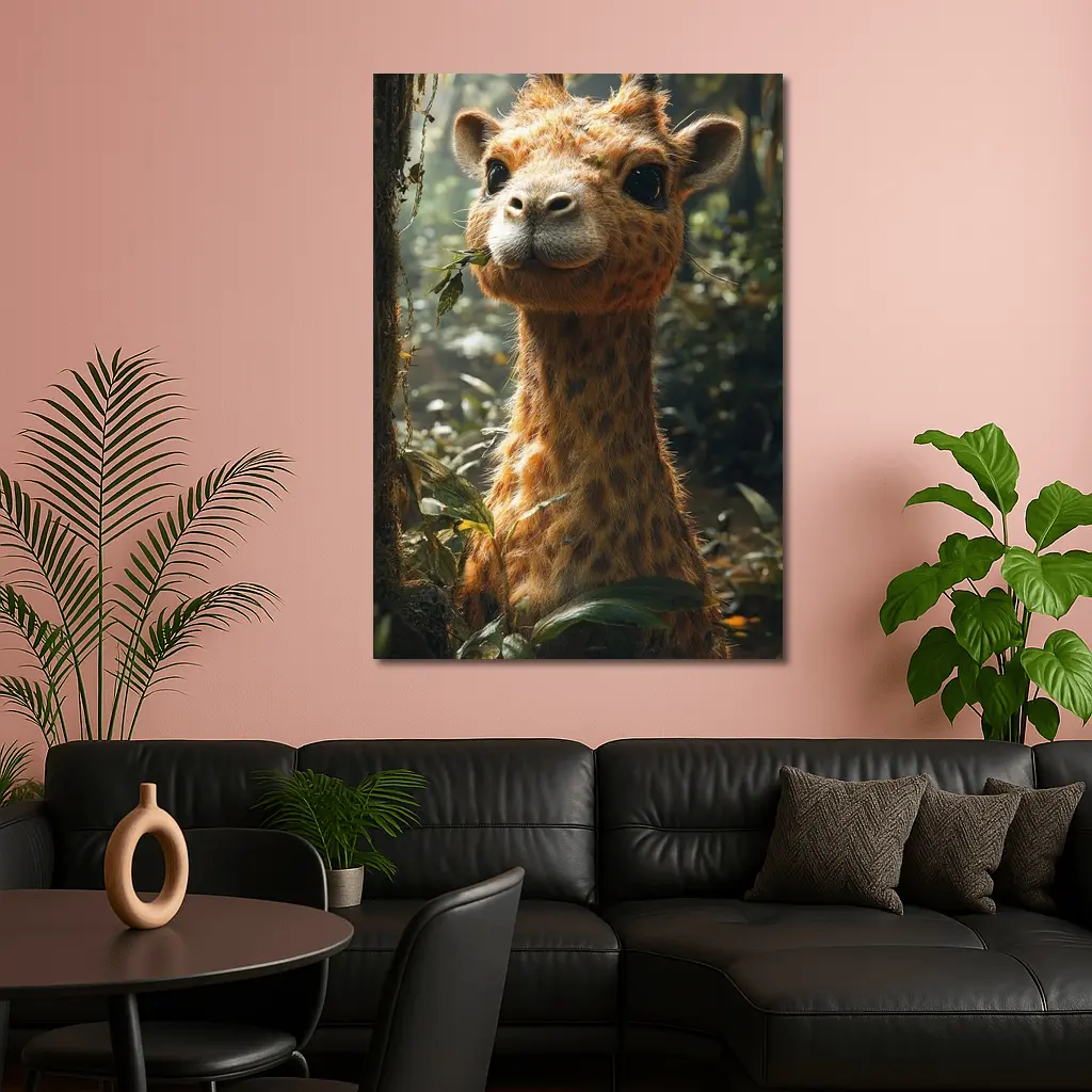 Cute Baby Giraffe In Jungle Forest – Wall Art