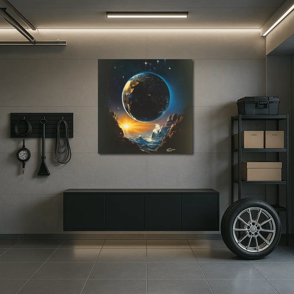 Earth From Space Cosmic Sunrise Fantasy Art – Wall Art