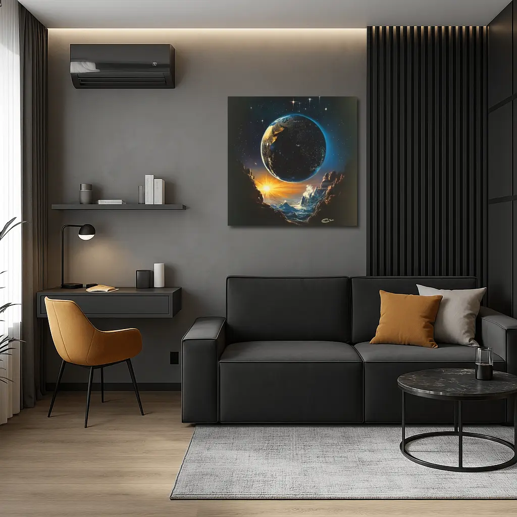 Earth From Space Cosmic Sunrise Fantasy Art – Wall Art