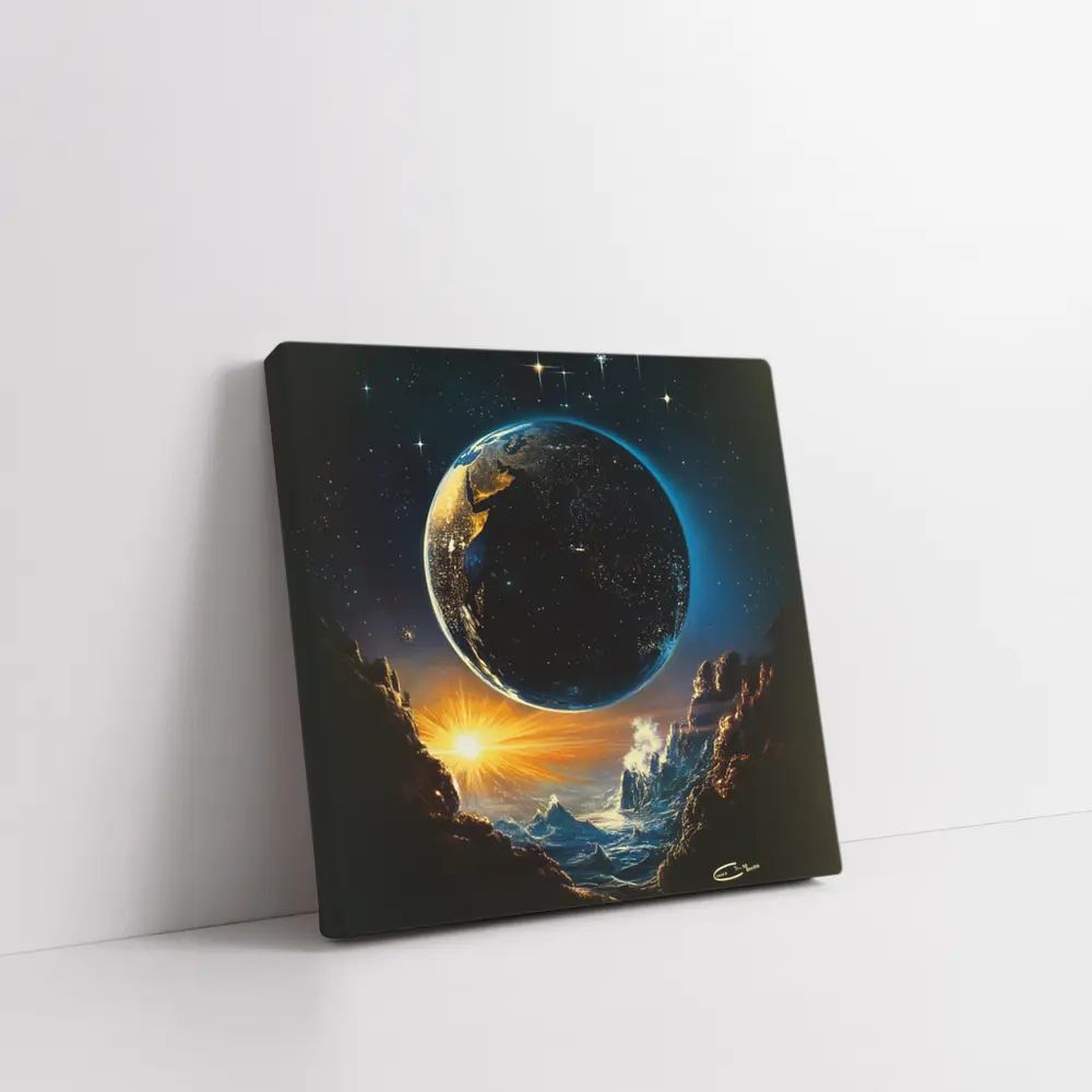 Earth From Space Cosmic Sunrise Fantasy Art – Wall Art