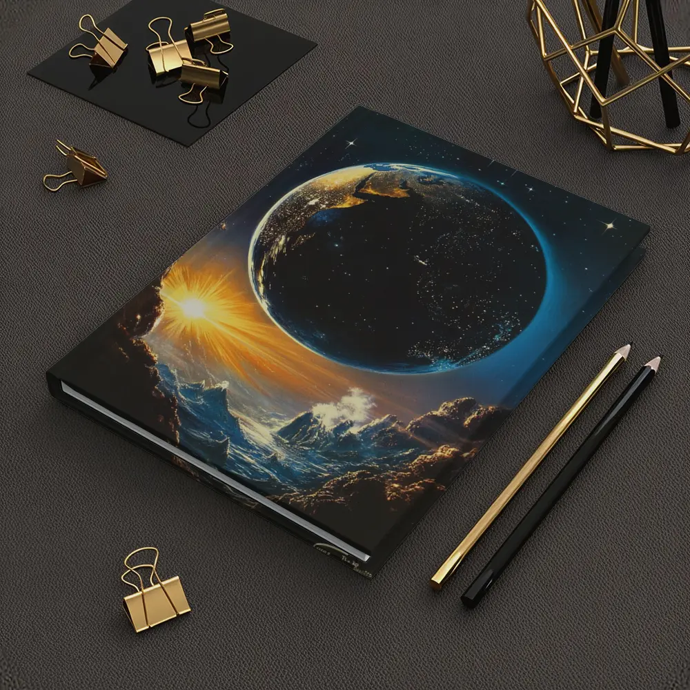 Earth From Space Cosmic Sunrise Fantasy Art – Notebooks