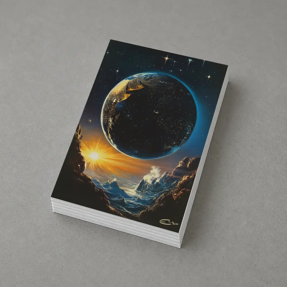 Earth From Space Cosmic Sunrise Fantasy Art – Postcards