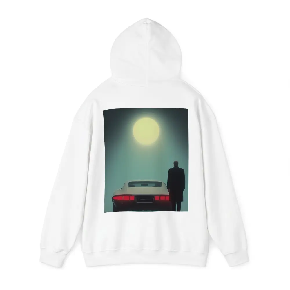 Man Standing Classic Sports Car Full Moon – Hoodies