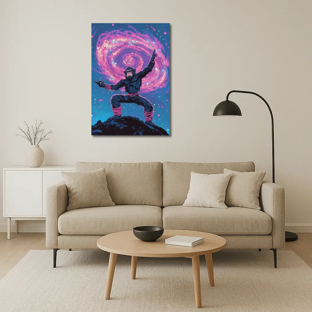 Cosmic Monkey Warrior Galaxy Space Art – Wall Art