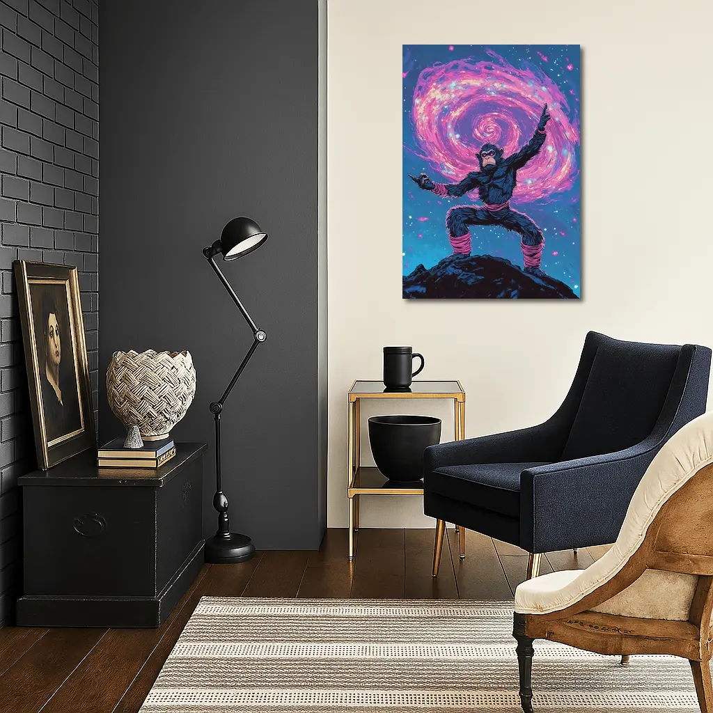 Cosmic Monkey Warrior Galaxy Space Art – Wall Art