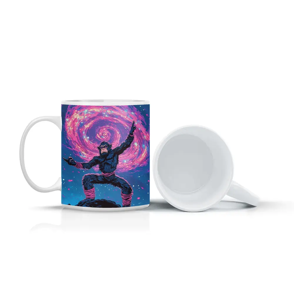 Cosmic Monkey Warrior Galaxy Space Art – Mugs