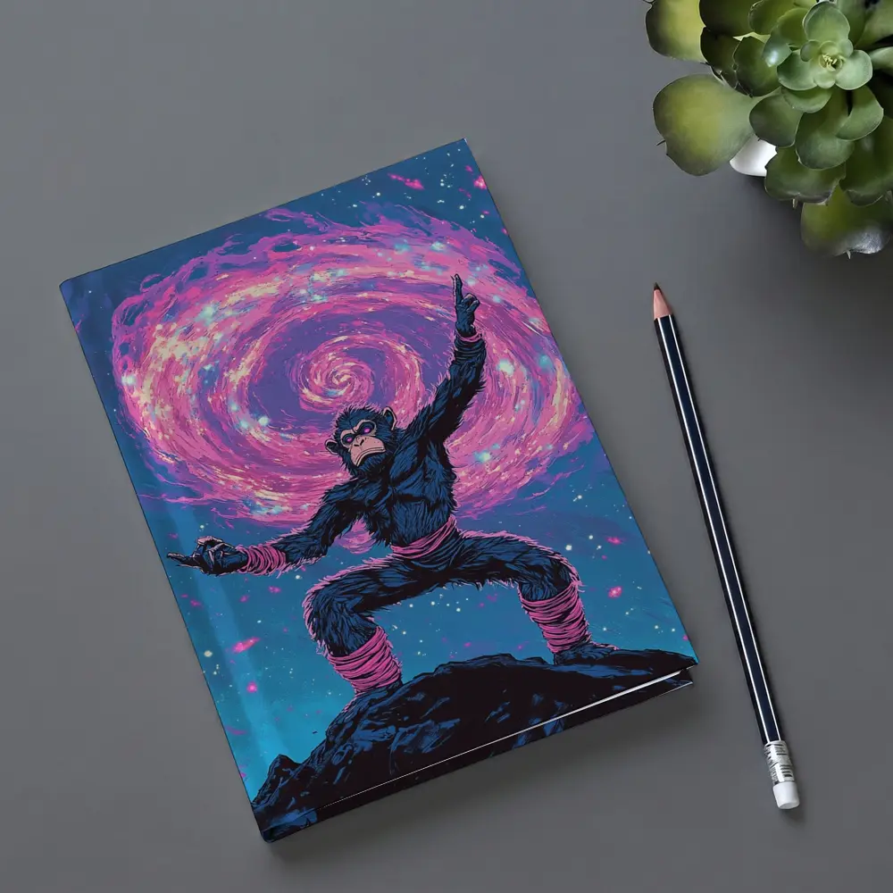 Cosmic Monkey Warrior Galaxy Space Art – Notebooks