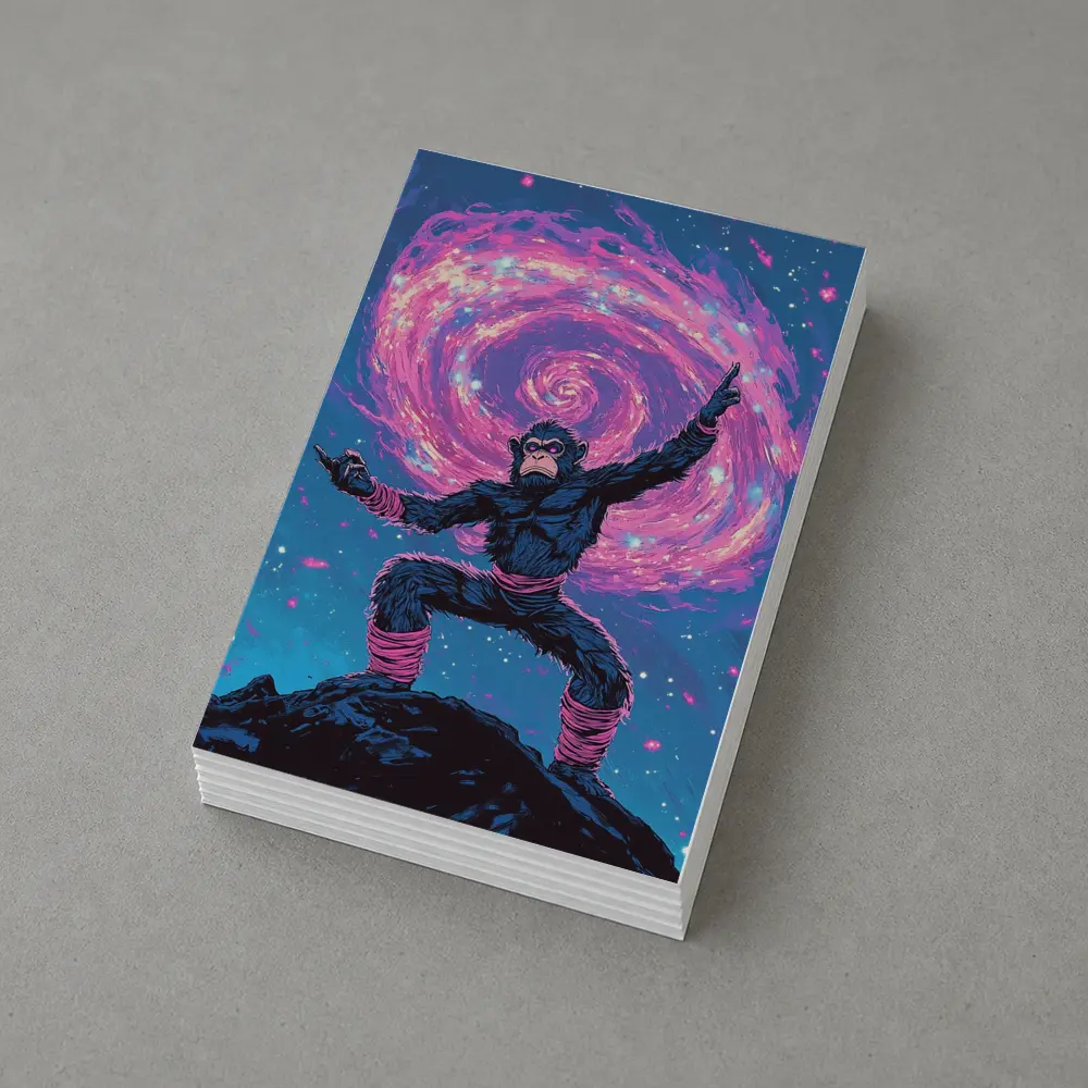 Cosmic Monkey Warrior Galaxy Space Art – Postcards