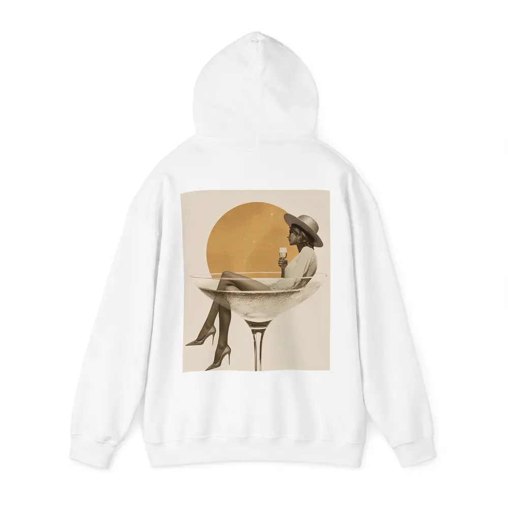 Woman Sitting In Champagne Glass Gold Sun – Hoodies