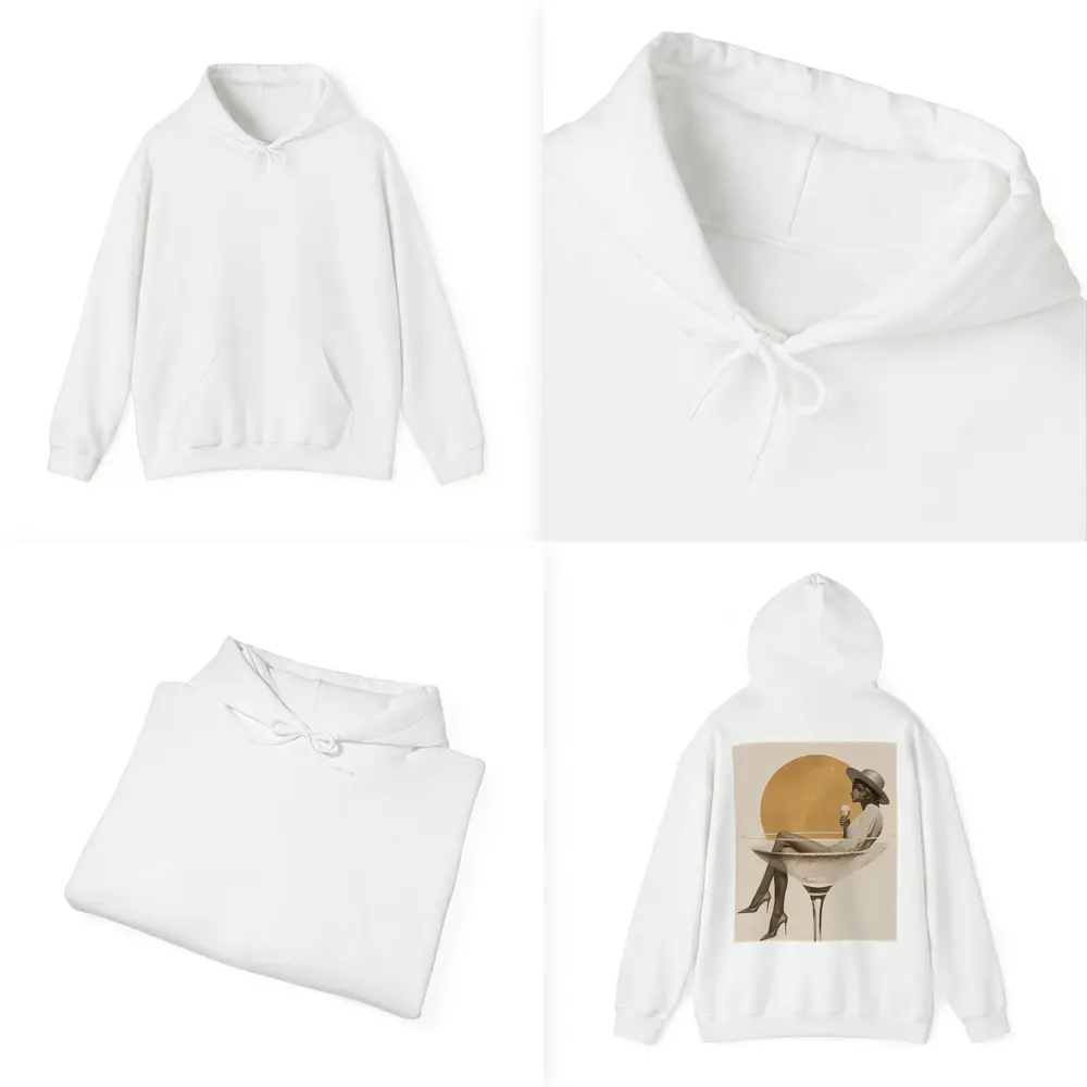 Woman Sitting In Champagne Glass Gold Sun – Hoodies
