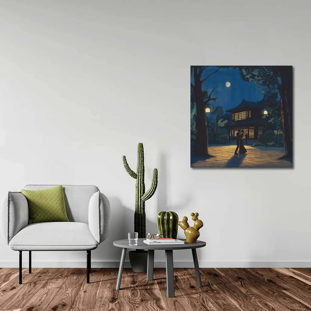 Couple Dancing Under Moon Japanese Night – Wall Art