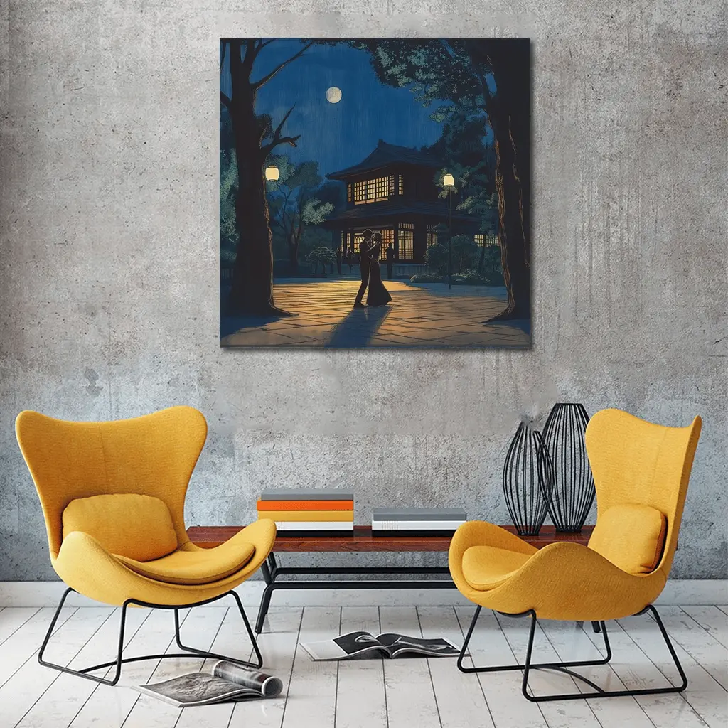 Couple Dancing Under Moon Japanese Night – Wall Art