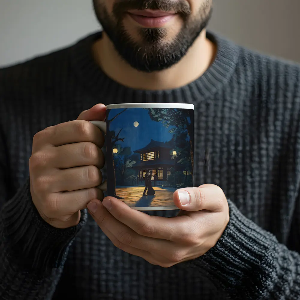 Couple Dancing Under Moon Japanese Night – Mugs