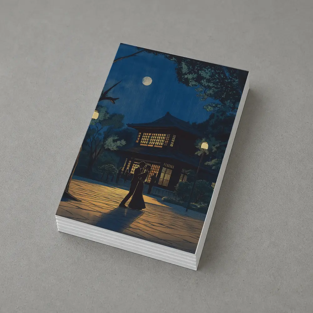 Couple Dancing Under Moon Japanese Night – Postcards