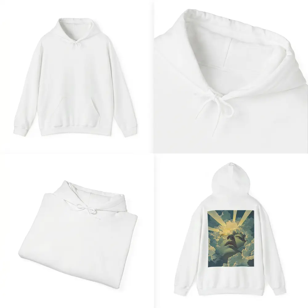Surreal Face Emerging From Heavenly Clouds – Hoodies