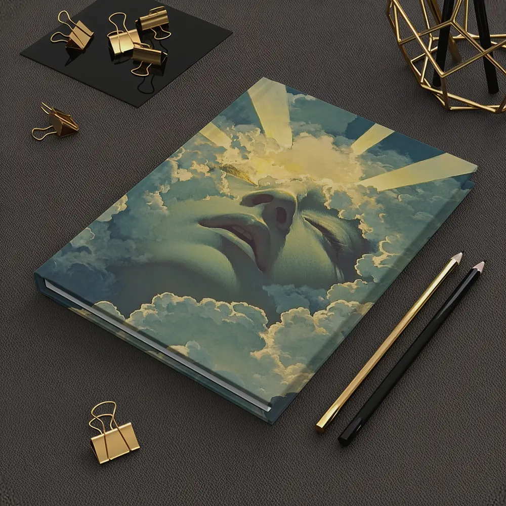 Surreal Face Emerging From Heavenly Clouds – Notebooks