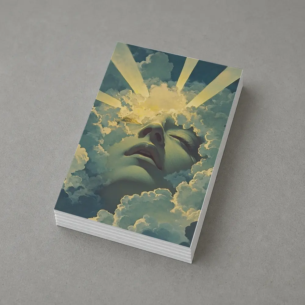 Surreal Face Emerging From Heavenly Clouds – Postcards