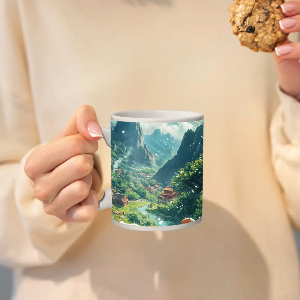Anime Valley Village Children and Cows – Mugs